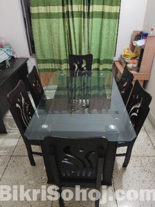 Glass Dinning table with 6 chair